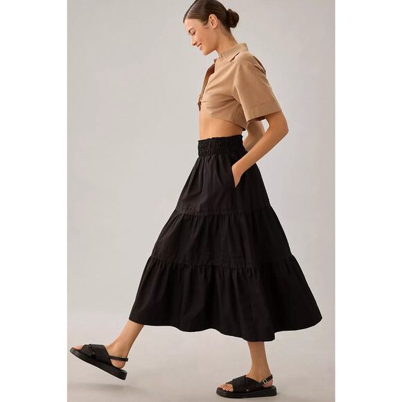Anthropologie Maeve The Somerset Maxi Skirt Black - Picture 5 of 11
